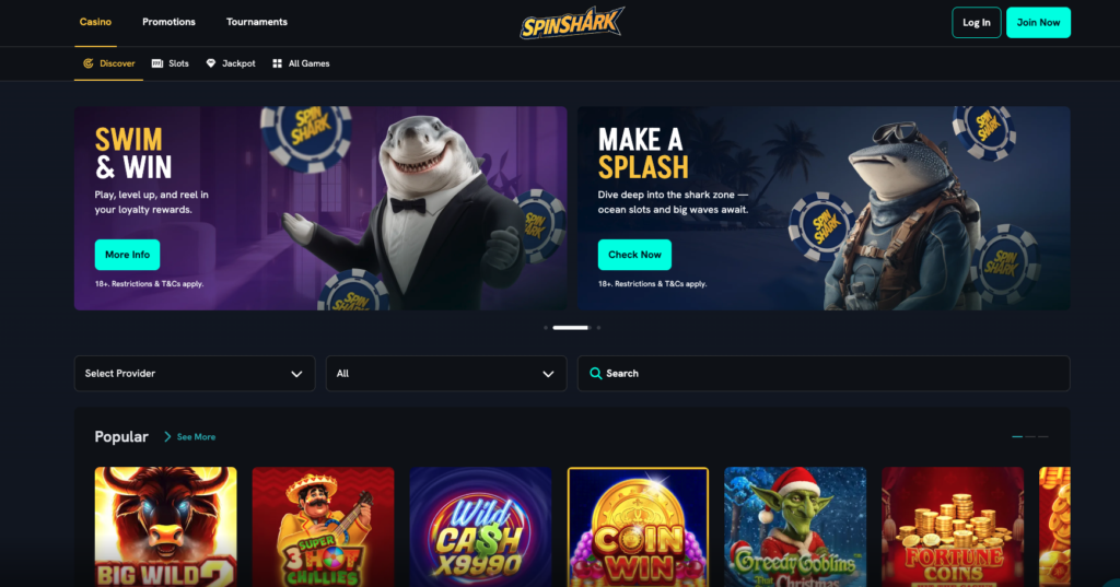 spin shark casino